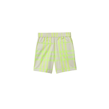 Check Cotton Blend Shorts - Vivid Lime Ip Chk