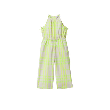Check Cotton Blend Jumpsuit - Vivid Lime Ip Chk