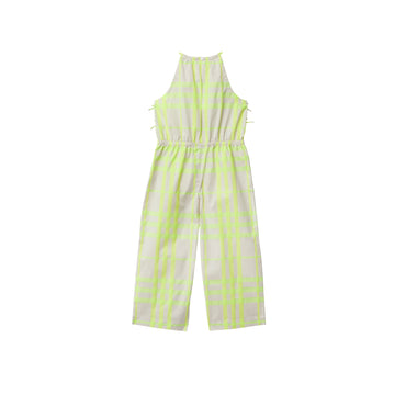 Check Cotton Blend Jumpsuit - Vivid Lime Ip Chk