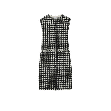 Houndstooth Nylon Blend Dress - Black Ip Pattern
