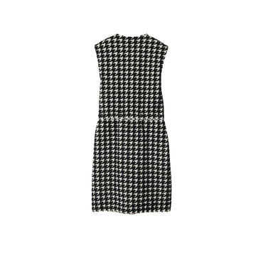 Houndstooth Nylon Blend Dress - Black Ip Pattern
