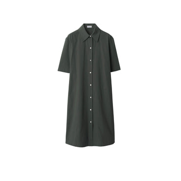 Cotton Blend Shirt Dress - Onyx