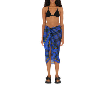 Check Cotton Scarf - Bright Navy