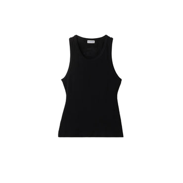 Stretch Cotton Tank Top - Black