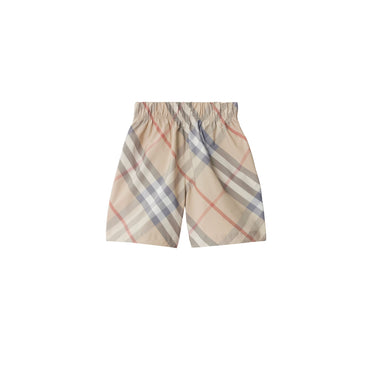 Check Cotton Blend Shorts - Pale Stone Ip Check