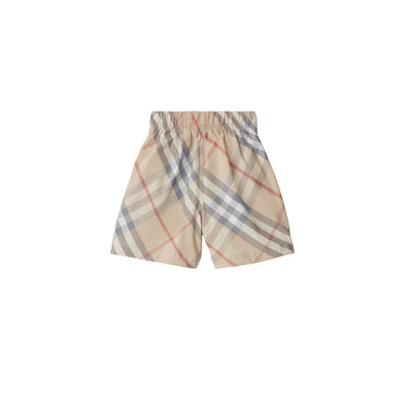 Check Cotton Blend Shorts - Pale Stone Ip Check