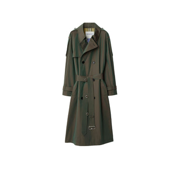 Long Cotton Trench Coat - Antique Green