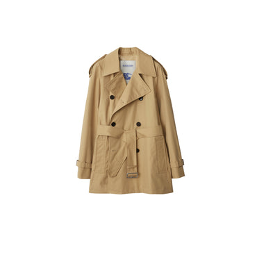 Short Gabardine Trench Coat - Flax