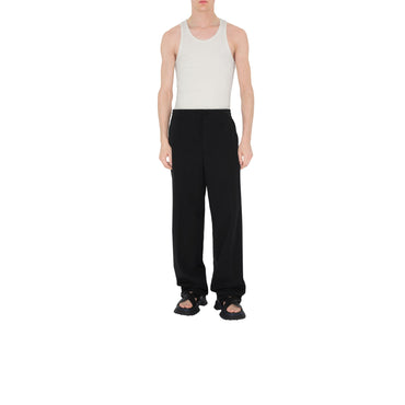 Cotton Blend Tailored Trousers - Black
