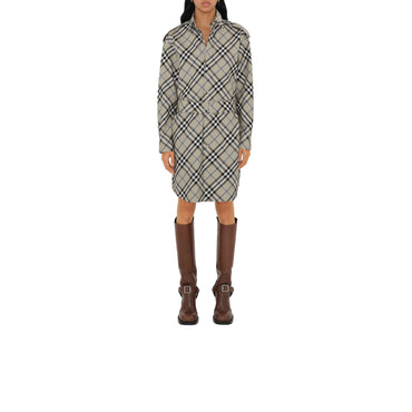 Check Cotton Shirt Dress - Lichen Ip Check