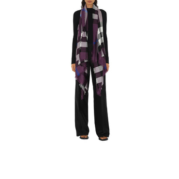 Check Cashmere Silk Scarf - Pansy