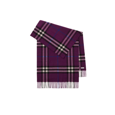 Wide Check Cashmere Scarf - Pansy