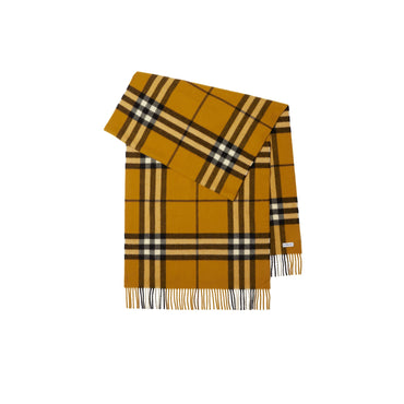 Wide Check Cashmere Scarf - Teak