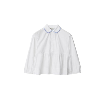 Cotton Peplum Blouse - White