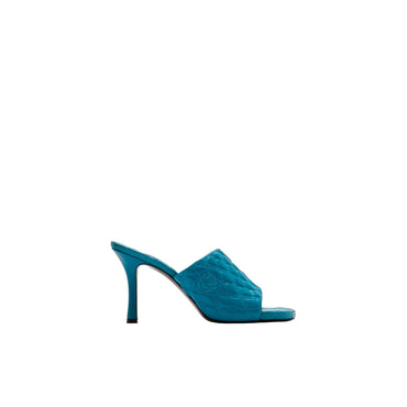 Leather Quilt Mules - Kingfisher