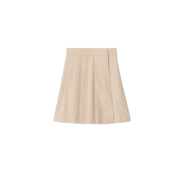 Pleated Cotton Blend Skirt - Pale Stone