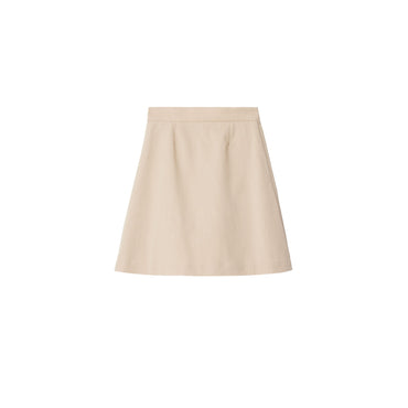Pleated Cotton Blend Skirt - Pale Stone