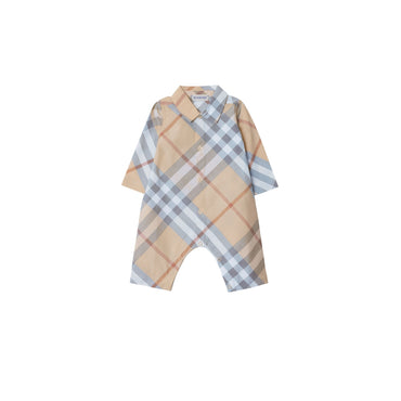 Check Cotton Jumpsuit - Pale Stone Ip Check