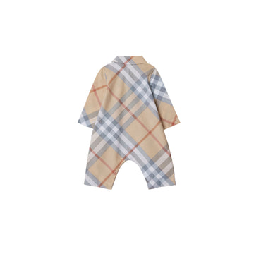 Check Cotton Jumpsuit - Pale Stone Ip Check