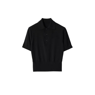 Cotton Blend Polo Shirt - Black