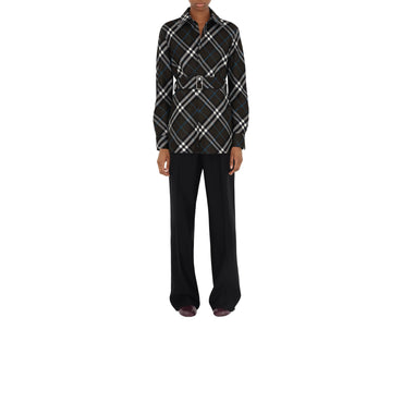 Relaxed Fit Check Wool Silk Shirt - Snug Ip Check