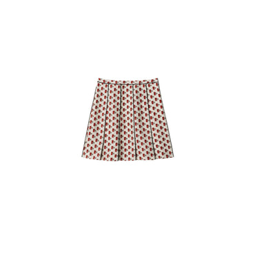 Pleated Postbox Silk Skirt - Chalk Ip Pattern