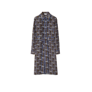 Bus Silk Shirt Dress - Knight Ip Pattern