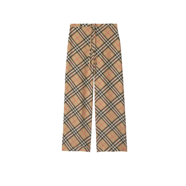 Check Silk Pyjama Trousers - Sand Ip Check