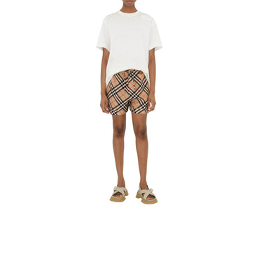 Check Silk Pyjama Shorts - Sand Ip Check