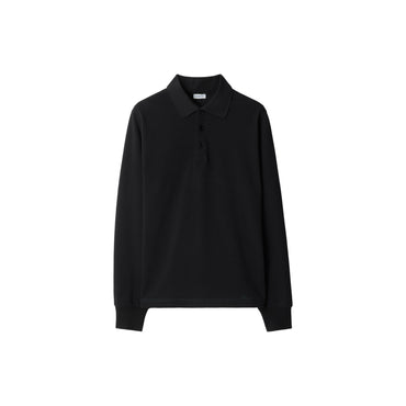 Long-sleeve Cotton Polo Shirt - Black