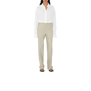Cotton Blend Trousers - Plaster