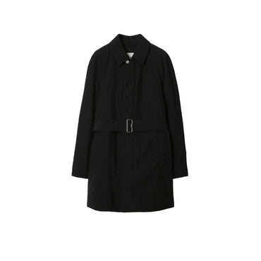 Short Nylon Cotton Padded Car Coat - Black