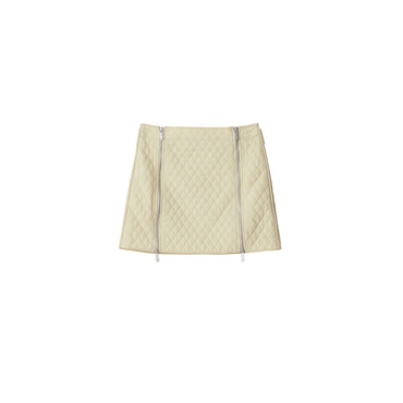 Quilted Nylon Mini Skirt - Plaster