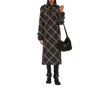 Long Check Cotton Blend Trench Coat - Snug Ip Check