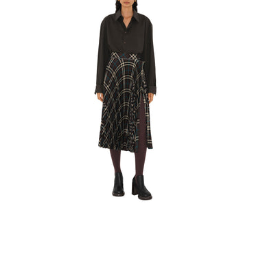 Pleated Check Wool Blend Skirt - Snug Ip Check