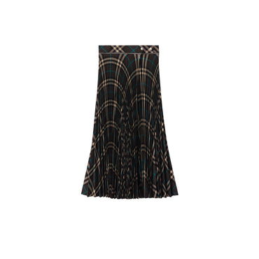 Pleated Check Wool Blend Skirt - Snug Ip Check