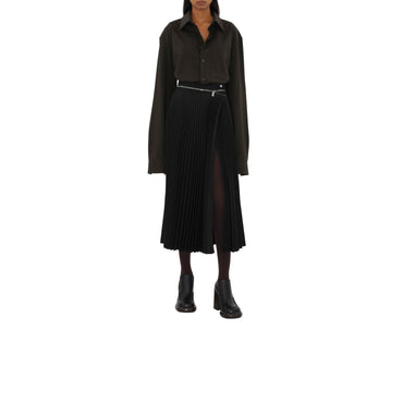 Pleated Stretch Wool Skirt - Brisk