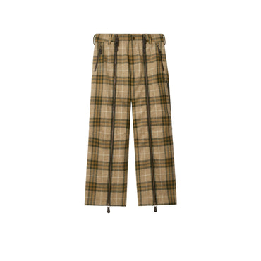 Check Wool Zip Trousers - Camp Ip Check