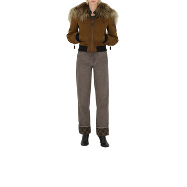 Nylon Blend Bomber Jacket - Bison