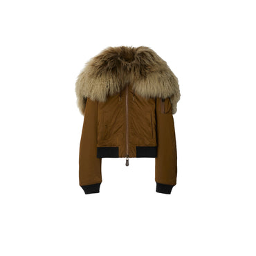 Nylon Blend Bomber Jacket - Bison