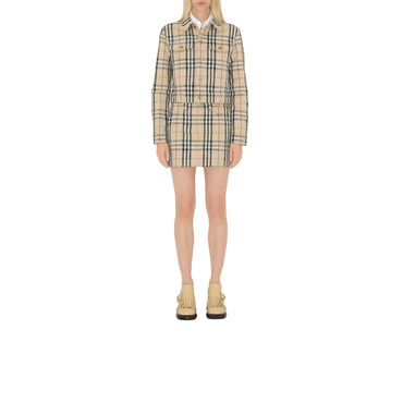Cropped Check Denim Jacket - Grain Ip Check