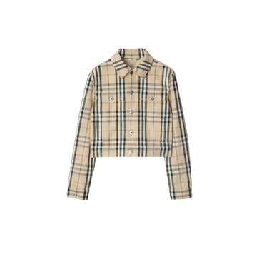 Cropped Check Denim Jacket - Grain Ip Check
