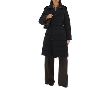 Mid-length Nylon Puffer Coat - Black/Sand Ip Check
