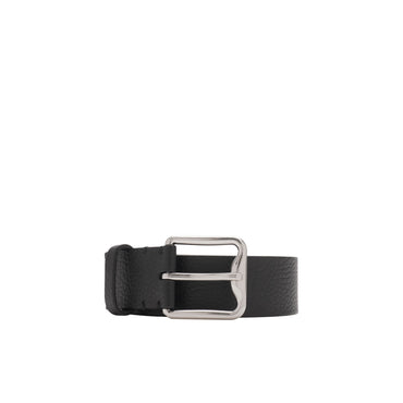 Leather B Buckle Shield Belt - Black
