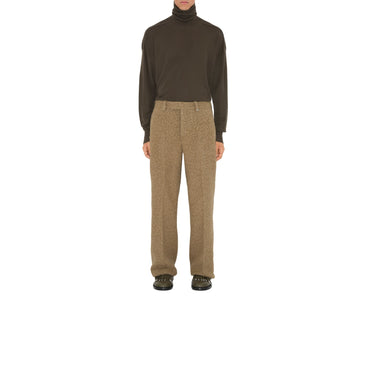 Linen Wool Blend Tailored Trousers - Clay