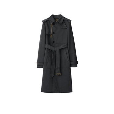 Long Cotton Nylon Trench Coat - Cinder