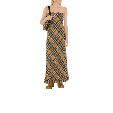 Check Wool Blend Dress - Pasture/Black