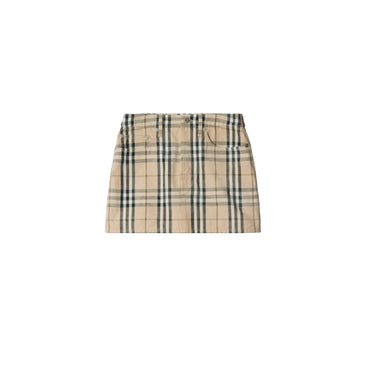 Check Denim Mini Skirt - Grain Ip Check