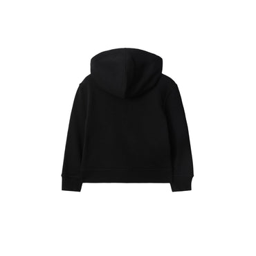 Check Label Cotton Zip Hoodie - Black