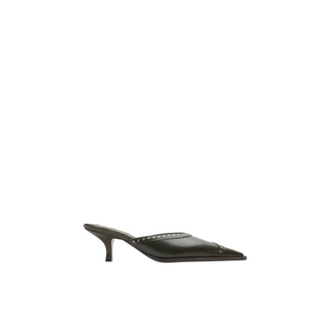 Studded Leather Bird Mules - Shale
